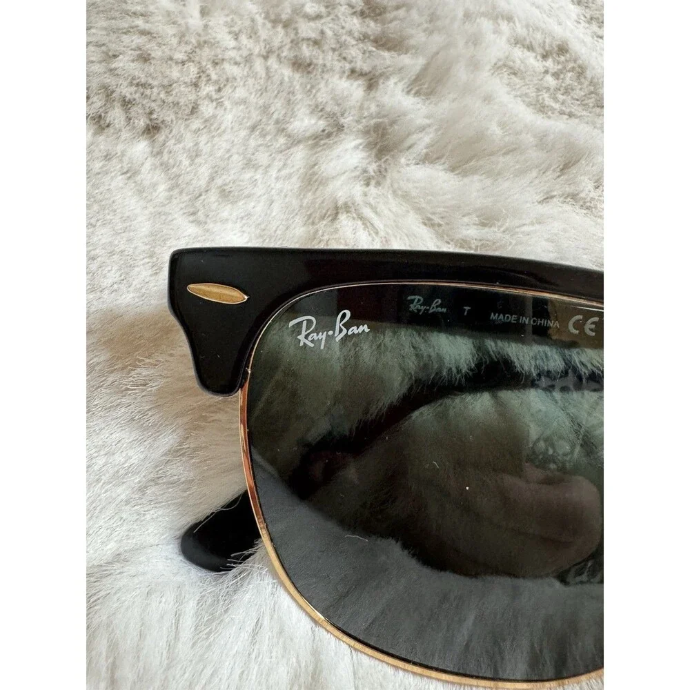Ray-Ban RB3016 Clubmaster Is 03qSunglasses Black Gold W0365 Excellent